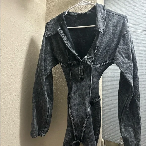 Fashion Nova Black Denim Jumpsuit - Picture 2 of 3